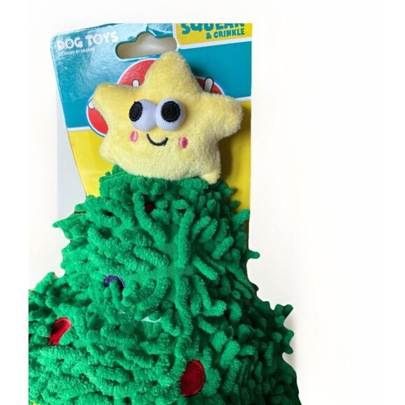 Hasbro Play-Doh Christmas Tree Dog Toy with Squeaky Plush Festive Pet Toy Green - Picture 7 of 9